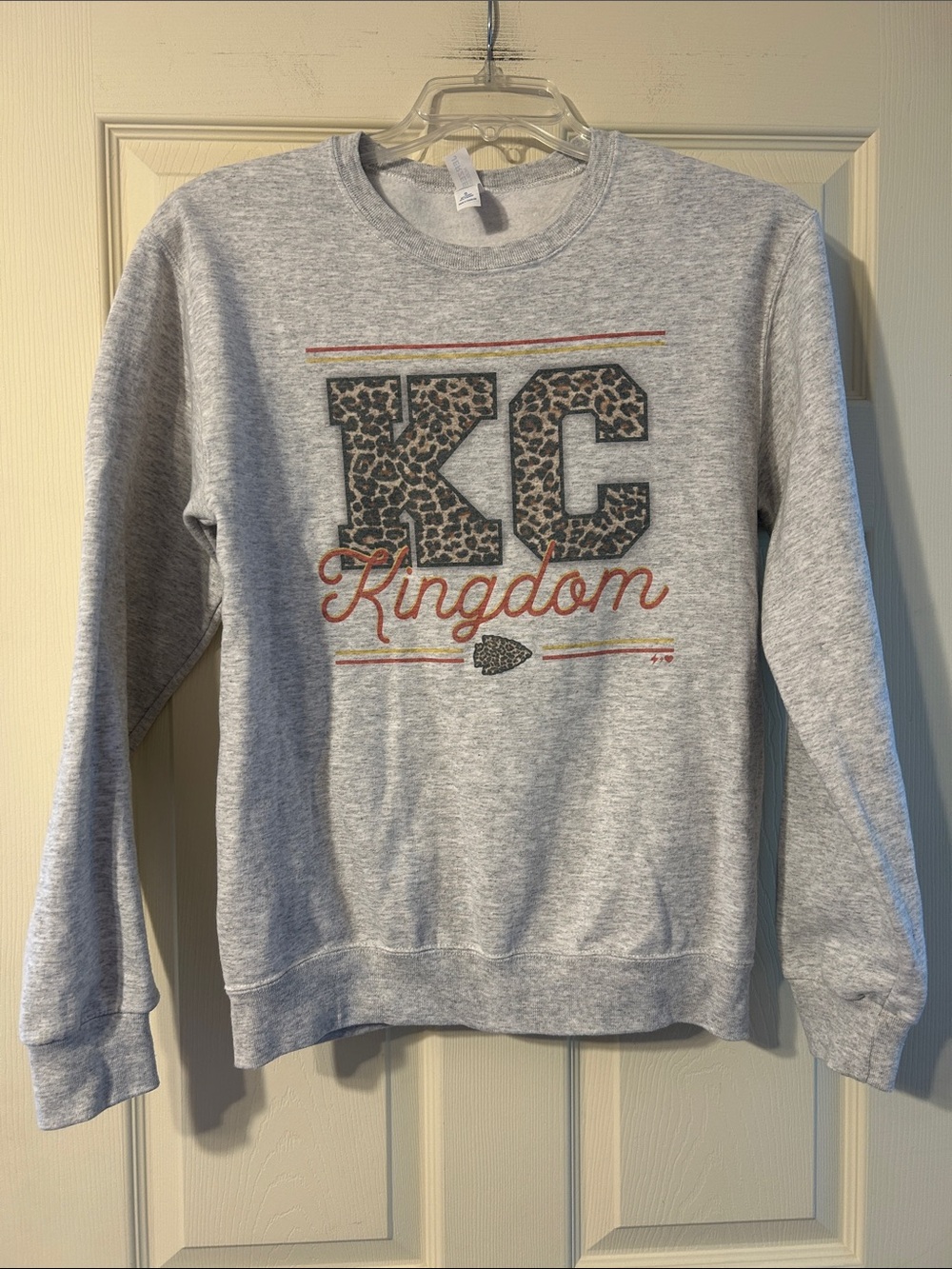 Gray Kansas City KC Chiefs Sweatshirt Small Leopard